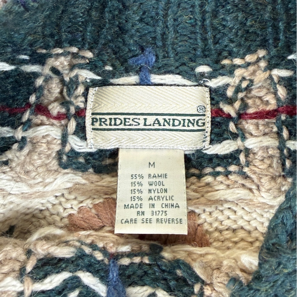 Vintage Wool Blend Nordic Fair Isle Fall Leaves Winter Pullover Sweater Womens M - Picture 5 of 10